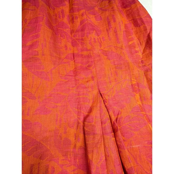Christian Dior Ramie Blend Tropical Print Skirt sz 10 Orange - Picture 2 of 8